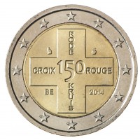 Монета Бельгия 2 евро 2014 Красный Крест (буклет)