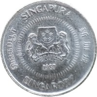 Монета Сингапур 10 центов 1987