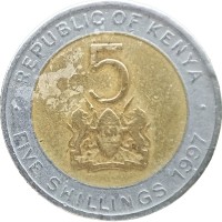 Монета Кения 5 шиллингов 1997