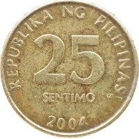 Монета Филиппины 25 сентимо 2004