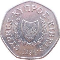 Монета Кипр 50 центов 1994