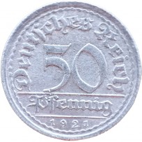 Монета Германия 50 пфеннигов 1921