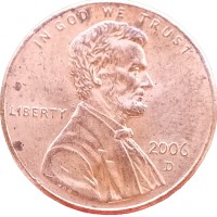 Монета США 1 цент 2006 D