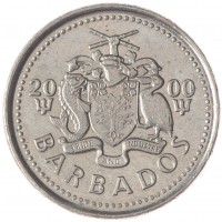 Монета Барбадос 10 центов 2000