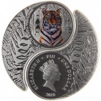 Фиджи 1 доллар 2010 Сибирский и Бенгальский тигры