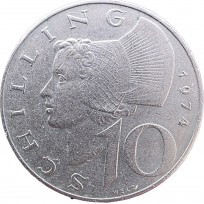 Монета Австрия 10 шиллингов 1974