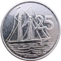 Монета Каймановы острова 25 центов 2002