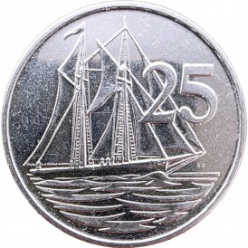 Монета Каймановы острова 25 центов 2002