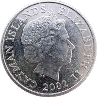 Монета Каймановы острова 25 центов 2002