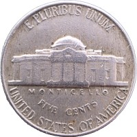 Монета США 5 центов 1954