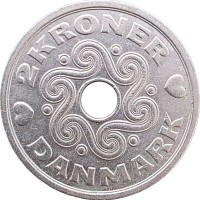 Монета Дания 2 кроны 1992