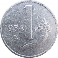 Монета Италия 1 лира 1954