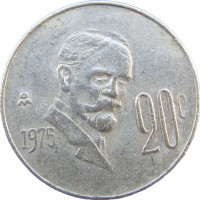 Монета Мексика 20 сентаво 1975