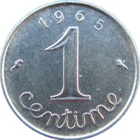 Монета Франция 1 сентим 1965