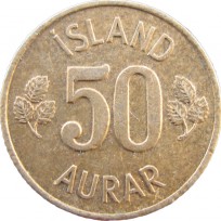 Монета Исландия 50 аурар 1970
