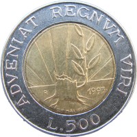 Монета Сан-Марино 500 лир 1993