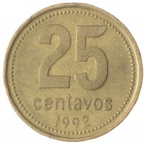Монета Аргентина 25 сентаво 1992