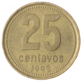 Монета Аргентина 25 сентаво 1992
