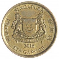 Монета Сингапур 5 центов 2016