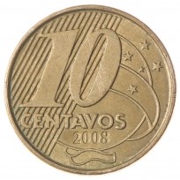 Монета Бразилия 10 сентаво 2008