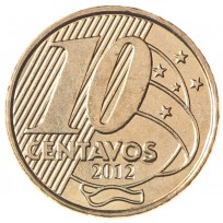 Монета Бразилия 10 сентаво 2012