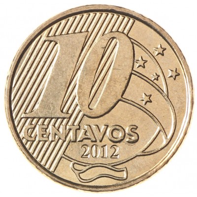 Монета Бразилия 10 сентаво 2012