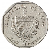 Монета Куба 10 сентаво 1996