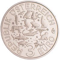 Монета Австрия 3 евро 2019 Рак
