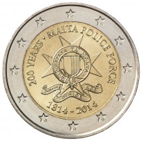 Монета Мальта 2 евро 2014 200 лет полиции Мальты