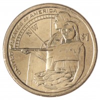 Монета США 1 доллар 2014 Помощь индейцев экспедиции Льюиса и Кларка