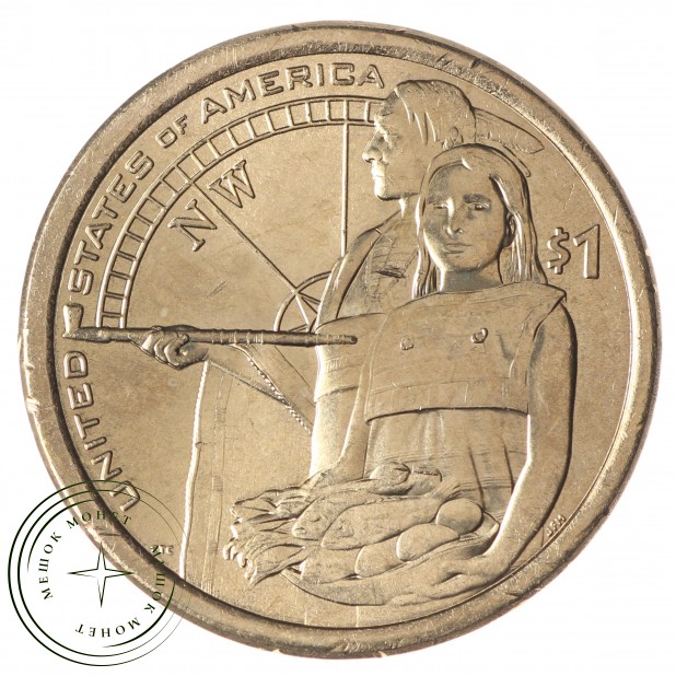 США 1 доллар 2014 Помощь индейцев экспедиции Льюиса и Кларка