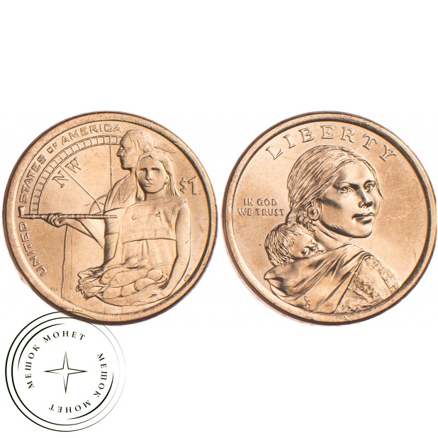 США 1 доллар 2014 Помощь индейцев экспедиции Льюиса и Кларка