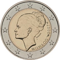 Монета Монако 2 евро 2007 Грейс Келли