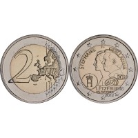 Монета Люксембург 2 евро 2022 Свадьба Гийома и Стефании