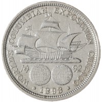 Монета США 50 центов 1893 Колумбийская выставка