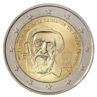 Монета Франция 2 евро 2012 Аббат Пьер