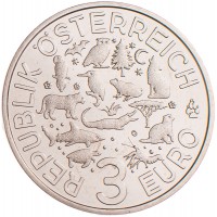 Монета Австрия 3 евро 2018 Попугай