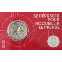 Монета Франция 2 евро 2021 Летние Олимпийские игры в Париже 2024 (Буклет)