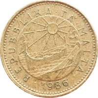 Монета Мальта 1 цент 1986