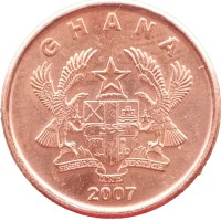Монета Гана 1 песева 2007