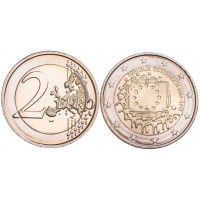 Монета Австрия 2 евро 2015 30 лет флагу Европы