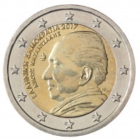 Монета Греция 2 евро 2017 60 лет со дня смерти писателя Никоса Казандзакиса