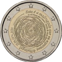 Монета Португалия 2 евро 2024 Революция гвоздик 1974 года