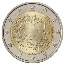 Монета Литва 2 евро 2015 30 лет Флагу Европы