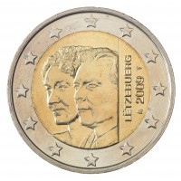Люксембург 2 евро 2009 90 лет вступления на престол Герцогини Шарлотты