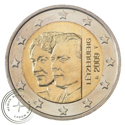 Люксембург 2 евро 2009 90 лет вступления на престол Герцогини Шарлотты — 36824487