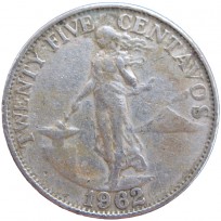 Монета Филиппины 25 сентаво 1962