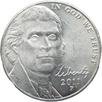 Монета США 5 центов 2011 P