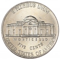 Монета США 5 центов Монтичелло