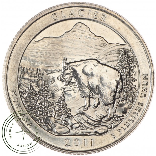 США 25 центов 2011 Национальный парк Глейшер